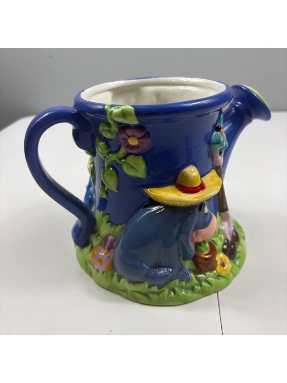 Disney‎ Whimsical Ceramic Watering Can Planter Hand Painted Garden Decor Floral